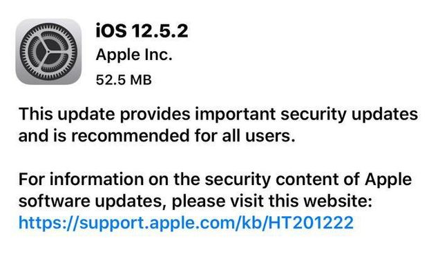 三道镇苹果手机维修分享iOS12.5.2发布，建议所有老苹果用户安装 